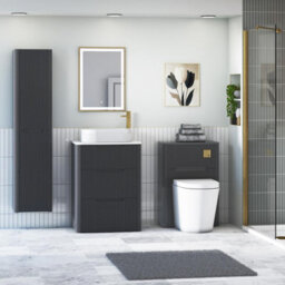 Royal Bathrooms Avenza 600mm Matt Obsidian Black Floor Standing Countertop Bathroom Vanity Unit 3 Drawer With Lyon Basin - thumbnail 4