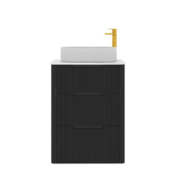Royal Bathrooms Avenza 600mm Matt Obsidian Black Floor Standing Countertop Bathroom Vanity Unit 3 Drawer With Lyon Basin - thumbnail 6