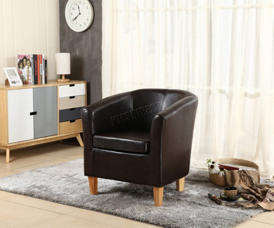 Westwood Luxury Faux Leather Tub Chair Armchair Office Reception Sofa Living Room Brown - image 1
