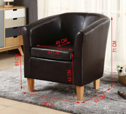 Westwood Luxury Faux Leather Tub Chair Armchair Office Reception Sofa Living Room Brown - thumbnail 9