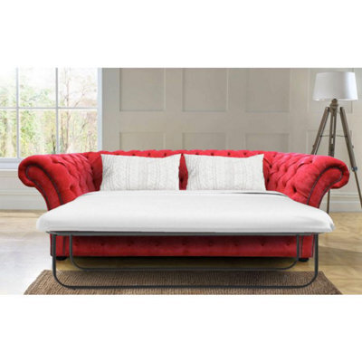 Chesterfield Handmade 3 Seater Sofa Bed Pimlico Rouge Red Fabric In Balmoral Style - image 1