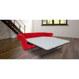 Chesterfield Handmade 3 Seater Sofa Bed Pimlico Rouge Red Fabric In Balmoral Style - thumbnail 2