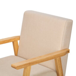 Nordlys Solid Wood Beige Velvet Lounge Chair Countryside Style Living Room - thumbnail 4