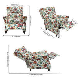 Living And Home Linen Upholstered Recliner Chair With Footrest And Adjustable Backrest, 87.5Cm W - thumbnail 5