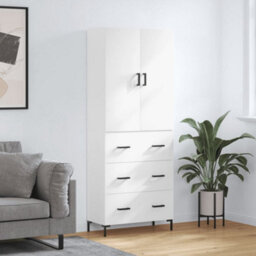 Berkfield Highboard White 69.5X34X180 Cm Engineered Wood - thumbnail 1