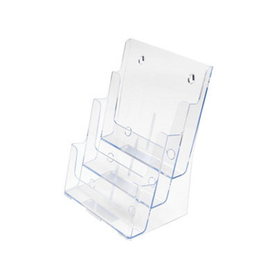 Deflecto Yearntree Deflecto Countertop A4 3 Tier Portrait Multi Tier Literature Holder - Crystal - Multiple Pocket Magazine File Holder - Wall - image 1