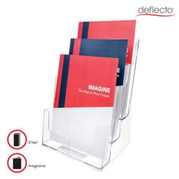 Deflecto Yearntree Deflecto Countertop A4 3 Tier Portrait Multi Tier Literature Holder - Crystal - Multiple Pocket Magazine File Holder - Wall - thumbnail 9
