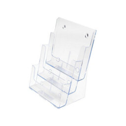 Deflecto Yearntree Deflecto Countertop A4 3 Tier Portrait Multi Tier Literature Holder - Crystal - Multiple Pocket Magazine File Holder - Wall - thumbnail 1