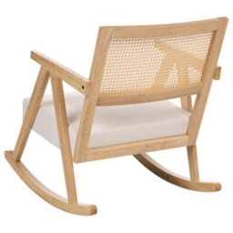 Wyld And Coco Vienna Home Rocking Armchair, Light Brown Fabric, Vienna Backrest - Rubberwood Frame, Beige. - thumbnail 4