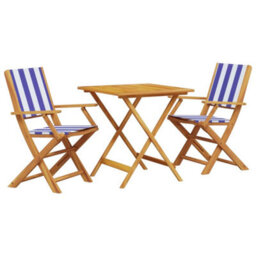 Berkfield Piece Bistro Set Blue And White Fabric And Solid Wood