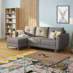 Manstad Corner Sofa Bed 202 130Cm Sleeping Area Freestanding L Shape With Storage Back Cushions Universal Side Grey - thumbnail 2