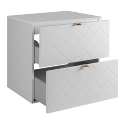 Heze Furniture Trend Herringbone Pattern Door 60Cm Bathroom Cabinet Vanity Unit With Worktop White - thumbnail 2