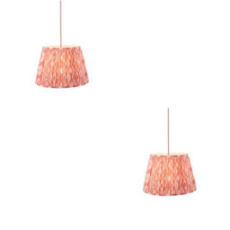 Loops Stylish 2 Pack Coral Pink Pendant Lights With Brushed Aged Brass Finish