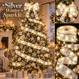 Shopnbits 12M 120 Led Christmas Ribbon Fairy Lights Silver, Battery Powered, Ipx4, Warm White - thumbnail 3