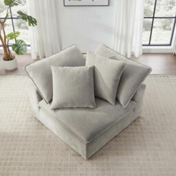 Xample Aiden & Ivy Sereen Beige Fabric Corner Chair - Modular Sofa Seat, Feather Blend Cushions, Rds Certified, Modern Lounge Chair - thumbnail 3
