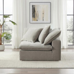 Xample Aiden & Ivy Sereen Beige Fabric Corner Chair - Modular Sofa Seat, Feather Blend Cushions, Rds Certified, Modern Lounge Chair - thumbnail 6