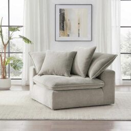 Xample Aiden & Ivy Sereen Beige Fabric Corner Chair - Modular Sofa Seat, Feather Blend Cushions, Rds Certified, Modern Lounge Chair - thumbnail 5