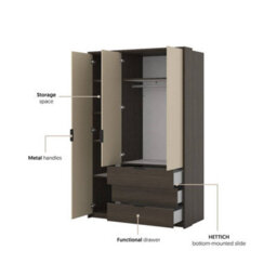 Arte Mola 139Cm Hinged Door Wardrobe - Oak Dunin & Beige, Versatile Storage With Smart Division - thumbnail 7