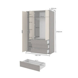 Arte Mola 139Cm Hinged Door Wardrobe - Oak Dunin & Beige, Versatile Storage With Smart Division - thumbnail 6