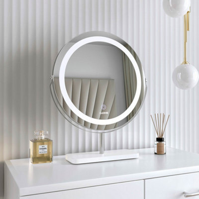 CARME Home Ava Silver Marble Touch Sensor Led Light Mirror - image 1