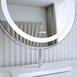 CARME Home Ava Silver Marble Touch Sensor Led Light Mirror - thumbnail 4