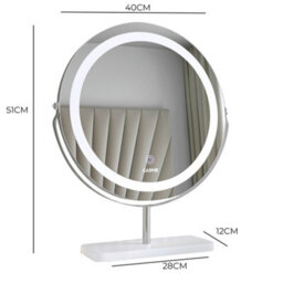 CARME Home Ava Silver Marble Touch Sensor Led Light Mirror - thumbnail 7
