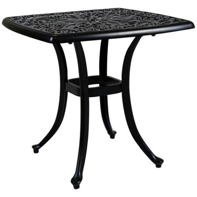 Charles Bentley Cast Aluminium Black Side Table Patio Poolside Garden Furniture - image 1