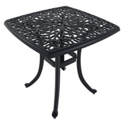 Charles Bentley Cast Aluminium Black Side Table Patio Poolside Garden Furniture - thumbnail 5