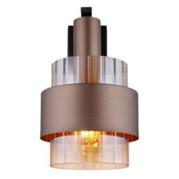 Luminosa Lighting Luminosa Milley Wall Lamp Matt Black Amber Glass Shade 1X E27 - thumbnail 3
