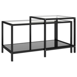 Vidaxl Tea Tables 2 Pcs Tempered Glass Black - thumbnail 2