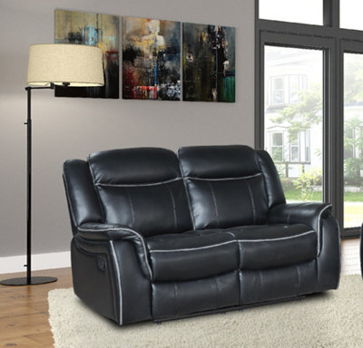 SC FURNITURE LIMITED Black Leather Gel Reclining 2 Seater Sofa - Clifton - image 1