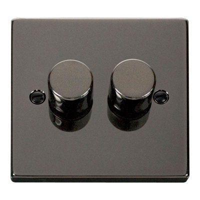 Black Nickel 2 Gang 2 Way Led 100W Trailing Edge Dimmer Light Switch - Se Home - image 1