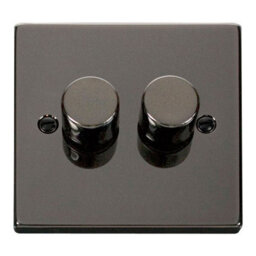 Black Nickel 2 Gang 2 Way Led 100W Trailing Edge Dimmer Light Switch - Se Home - thumbnail 1