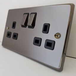 Black Nickel 2 Gang 2 Way Led 100W Trailing Edge Dimmer Light Switch - Se Home - thumbnail 3