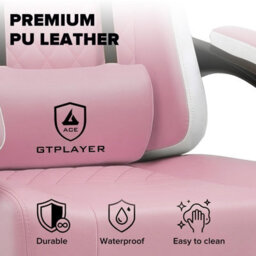 Gtplayer Gaming Chair With Footrest, Ergonomic Computer Desk Chair With Pocket Spring Cushion, Home Office Chair, Pu Leather, Pink - thumbnail 7