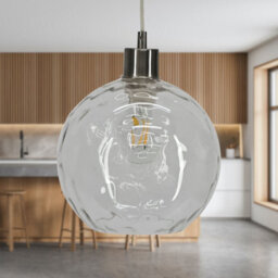 First Choice Lighting Set Of 2 Barnum - Clear Dimple Glass Globe With Satin Nickel Pendants - thumbnail 3