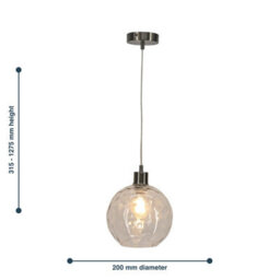 First Choice Lighting Set Of 2 Barnum - Clear Dimple Glass Globe With Satin Nickel Pendants - thumbnail 8
