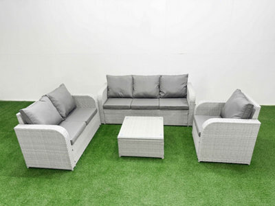 Fimous Pe Wicker 6 Seater Outdoor Rattan Furniture Sofa Sets Reclining Chair Loveseat Sofa 3 Seater Sofa - image 1