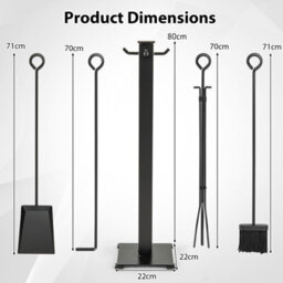Gainoom 5 Pieces Fireplace Tools Set 81Cm Modern Metal Fireside Accessories - thumbnail 2