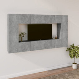 Berkfield 8 Piece Tv Cabinet Set Concrete Grey Engineered Wood - thumbnail 1