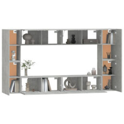 Berkfield 8 Piece Tv Cabinet Set Concrete Grey Engineered Wood - thumbnail 4