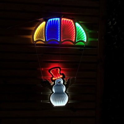 Samuel Alexander 60Cm Infinity Light Up Hanging Parachute Snowman Christmas Decoration With Multi Coloured Leds - image 1
