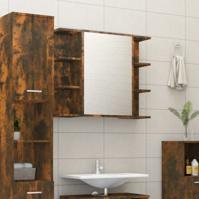Vidaxl Bathroom Mirror Cabinet Smoked Oak 80X20.5X64 Cm Engineered Wood - image 1