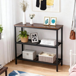 Three-Tier Narrow Console Side Table Hallway Entryway Table Metal Frame - thumbnail 5