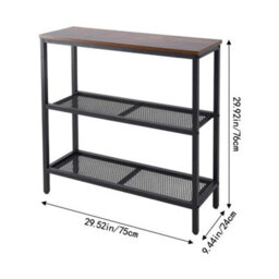 Three-Tier Narrow Console Side Table Hallway Entryway Table Metal Frame - thumbnail 2