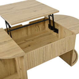 Abrihome Modern Height-Adjustable Coffee Table For Living Room, Open Shelves & Hidden Storage With Sliding Doors - thumbnail 8