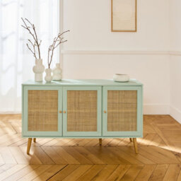Sweeek - 120Cm Sideboard Cabinet With Wooden Effect Celadon Green 120X39X70 Cm - Boheme