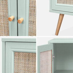 Sweeek - 120Cm Sideboard Cabinet With Wooden Effect Celadon Green 120X39X70 Cm - Boheme - thumbnail 4