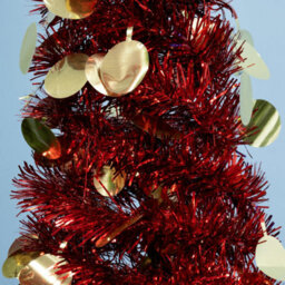 Christmas Tree World The 6Ft/180Cm Slim Red Tinsel Pop Up Christmas Tree - thumbnail 3