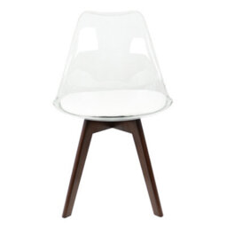 Fusion Living Soho Clear And White Plastic Dining Chair With Squared Dark Wood Legs - thumbnail 6